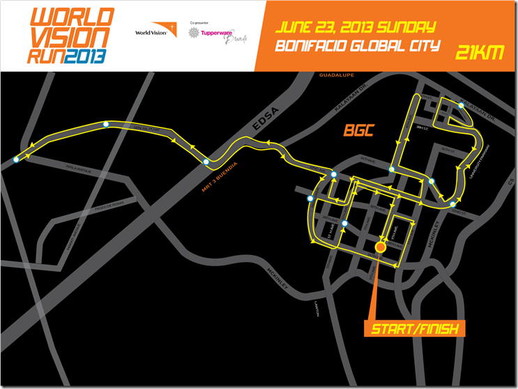 World Vision Run 21k route