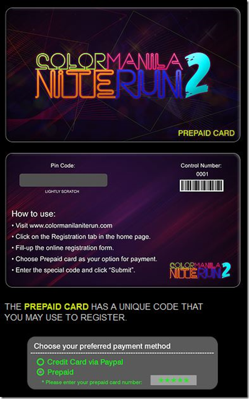 Color Manila Nite Run Prepaid Card