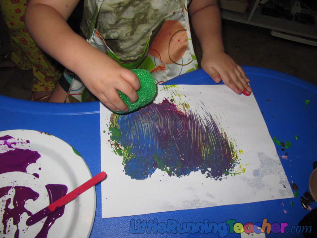 Painting with Floor Scrubs! « Little Running Teacher